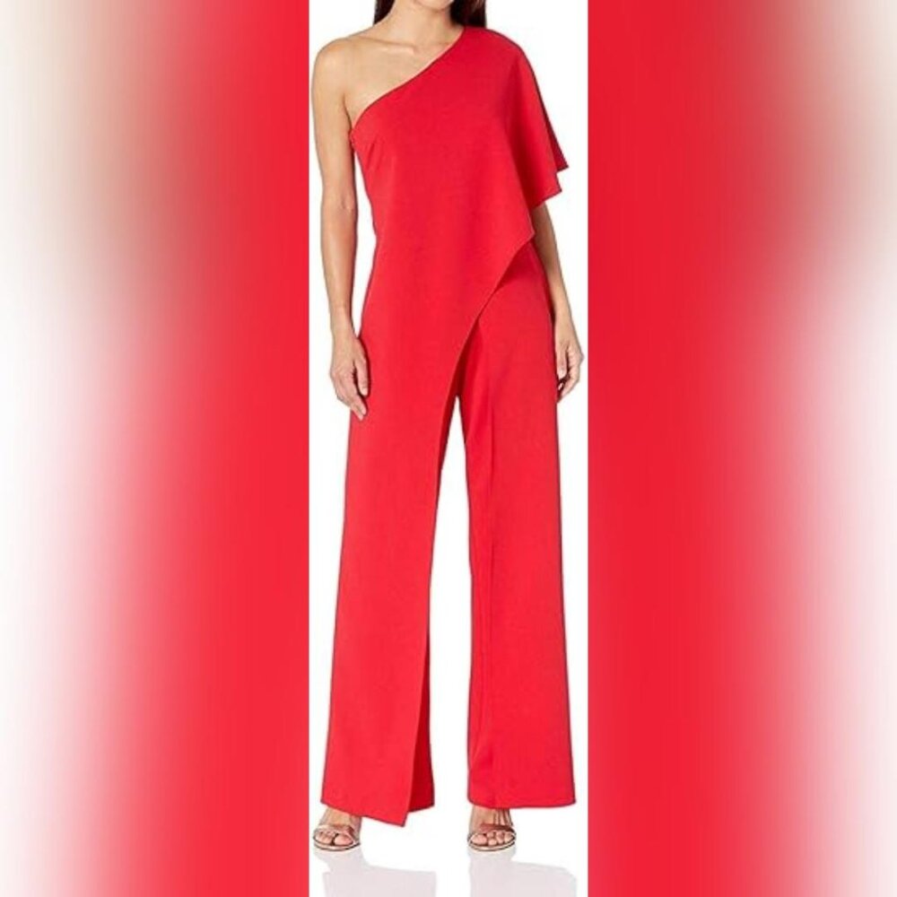 Adrianna Papell Red One Shoulder Dress